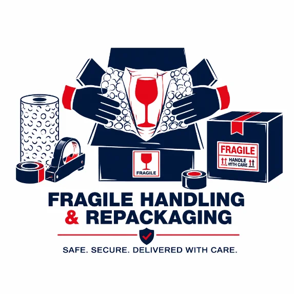 Fragile handling and repackaging — safe, secure, delivered with care